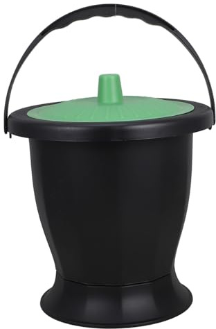 LOLIPPYY Orinal Compacto de Plástico Negro para Adultos Portátil Diseño Redondo con Tapa y Reutilizable con Base Plana Adecuado para Uso Baño o Cama