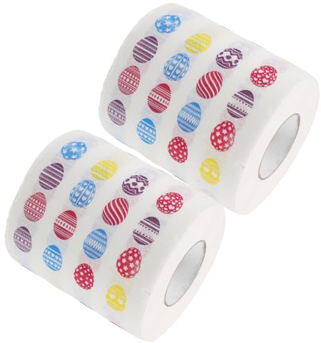 Didiseaon Toilettenpapier Küchenserviettenpapier 2 Rollen mit Ostermotiv Niedliches Bedrucktes Muster Toilettenpapierrollen für Alltag Reisen