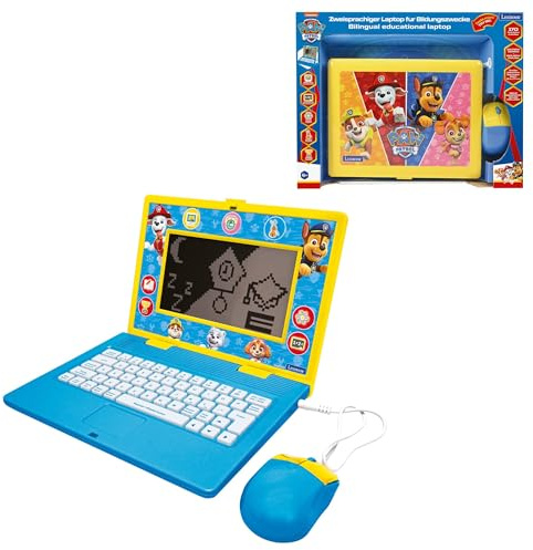 Lexibook, Paw Patrol, tvåspråkig och pedagogisk bärbar dator tyska/engelska, leksak för barn, 170 aktiviteter för lärande, spel och musik, stor skärm, blå/gul, JC599PAi3LXB