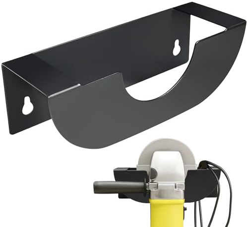 Väggfäste för vinkelslip (115 mm-125 mm), 16 x 5 x 5 cm, robust metallsliphållare för garage och verkstad, förvaringskrok, kompatibel med slipmaskin 4,5 tum - 5 tum (svart)