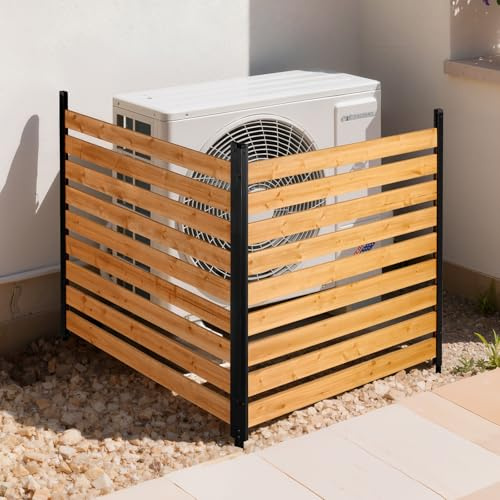 VEVOR Panneau de Clôture Bois 2 PCS Cache Climatiseur Extérieur 121,9x124,4 cm Clôture Décorative en Bois Massif pour Cacher Poubelle Embellir Jardin, avec Piquets Métalliques, Connecteurs Angle Métal