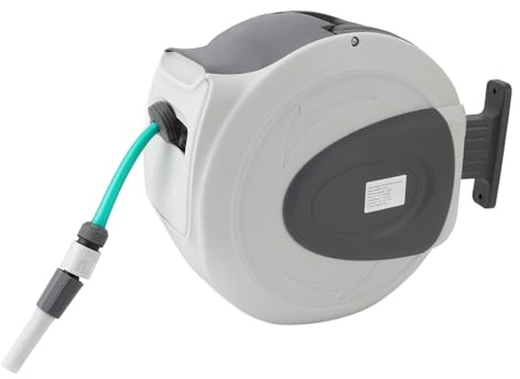OEBUAFI Avvolgitubo da Giardino Retrattile, Avvolgitubo Automatico per Carichi Pesanti Montato a Parete da Giardino per Esterni con Stoccaggio Chiuso