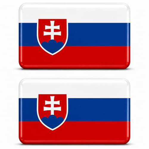 3D landsflaggor klistermärken emblem flagga flagga set 2 stycken – mini gel bil motorcykel hjälm laptop mobiltelefon väska – vattentät självhäftande 18 x 11 mm (Slovakien SK)