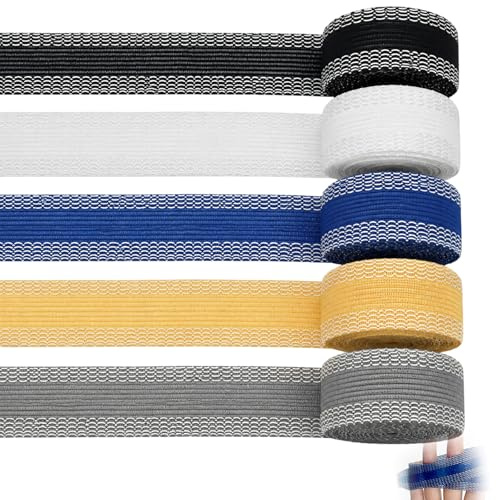GUHIRALONA 5 Farben Schwarz Weiß Blau Khaki Grau In Einem Set, 5mx2.5cm Hosen Kürzen Ohne Nähen, Bügelband Saumband Zum Aufbügeln Waschfest, Ideal Für Schuluniformen Und Arbeitskleidung,