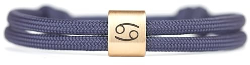 KOMIMAR Surfer Armband STERNZEICHEN KREBS 22.06-22.07 – Personalisierbar mit Name & Datum – Handmade Edelstahl Anhänger mit Segeltau – Damen & Herren Schmuck – Individuelles Geburtstagsgeschenk