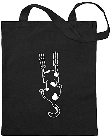 Kiwistar - Baumwolltasche - schwarz - Katze Motiv2 - Tragetasche Stoffbeutel Umhängetasche Langer Henkel