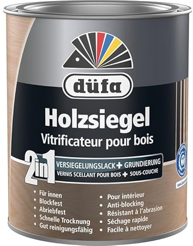 düfa 2in1 Holzsiegel 750ml seidenmatt Klarlack | PU-verstärkter Parkettlack für Innenholzwerk