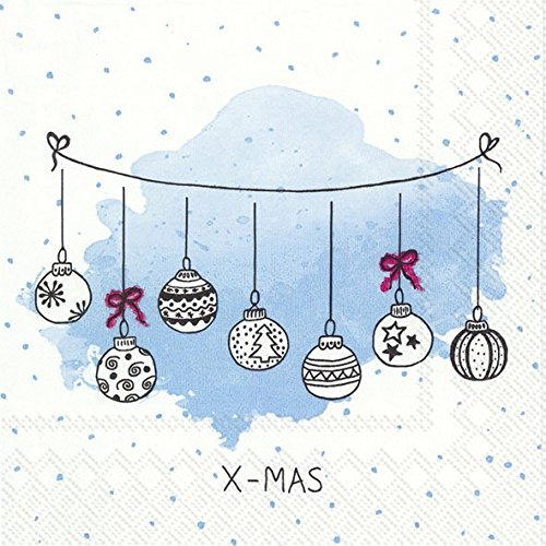 IHR Papierservietten mit Weihnachtsmotiven, Weihnachtsmotiv, 33 cm, quadratisch, Hellblau