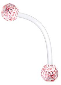 Paula & Fritz® Bauch-nabelpiercing Schwangerschafts-Piercing Glitzerkugeln Bio Flexibler Stab Acrylkugel Bauch-Piercing Nabel pink blau rot Clear lila