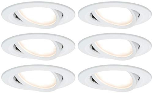 Paulmann Einbauleuchte LED Coin Nova rund 6,5W Weiß 6er-Set schwenkbar 3-Stufen-Dimmbar IP23 sprühwassergeschützt