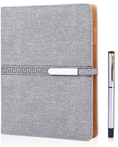 FOBOZONE Anteckningsbok läder, A5 påfyllningsbara lösa blad business anteckningsbok dagböcker/200 tjocka sidor, klassiskt fodrad med ficka och pennhållare, bästa gåvan.