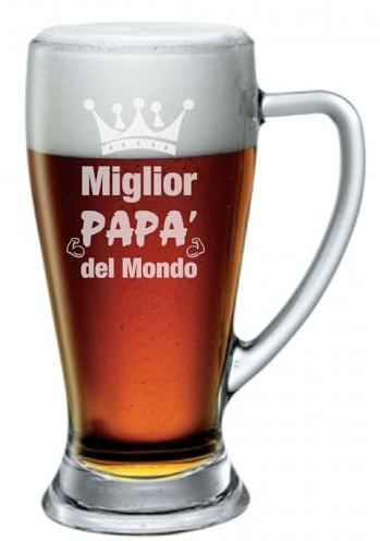 bubbleshirt Boccale da Birra Incisione papà - Il miglior papà del Mondo - Idea Regalo papà - Bicchiere in Vetro Chiaro, ca 38cl