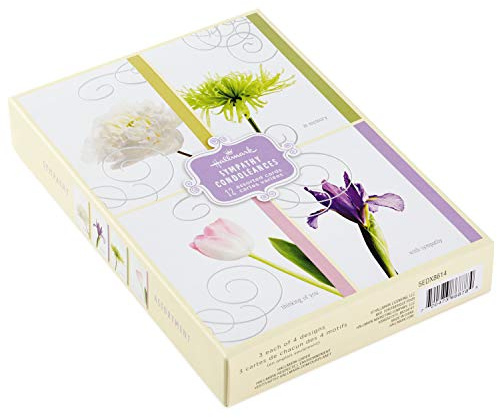 Hallmark Assorted Sympathy Greeting Cards (Flowers, 12 Cards and Envelopes)