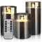 LED Candles Flameless Candles 4 5 6 Set 3 Real Wax Light, Battery Operated Candles Gray Glass Pillars Realistic Flickering Wick Flame Mode, Lantern Candles with Remote Control 24 Hour Timer Lover