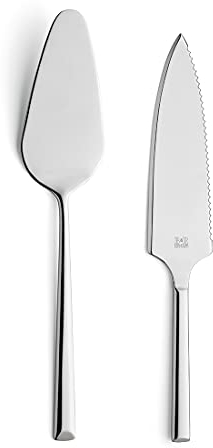 B&R 1107 Kuchenheber Set, 2-teilig, Edelstahl, Silber, Tortenheber Set, Kuchenmesser, Tortenmesser, Dessertbesteck, PVD Besteck