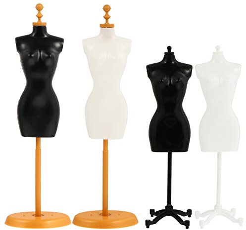EXCEART Schneiderpuppe Weibliche Puppenkleid Form Schneiderbüste Damenbüste Schaufensterpuppe Puppenkleid Displayhalter Mannequin Modell Puppenständer für DIY Puppenhaus Deko 4 Stück Misch Stil