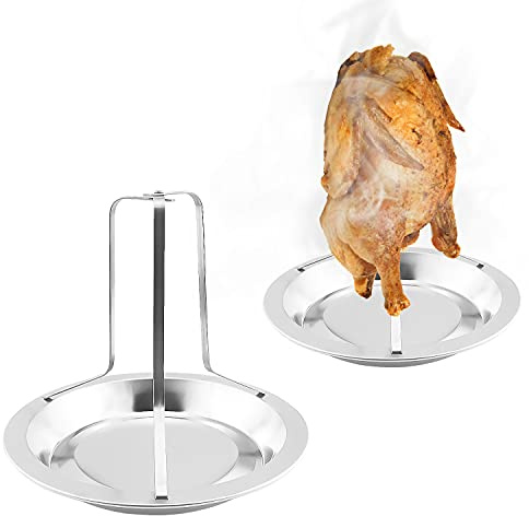 Graplan 2 Stücke Hähnchenhalter Hähnchenbraten aus Edelstahl Huhn Röster Rack Bier kann klappbar Antihaft Vertikal Huhn Halter für Backofen oder Grill Grill Zubehör Hähnchenbräter