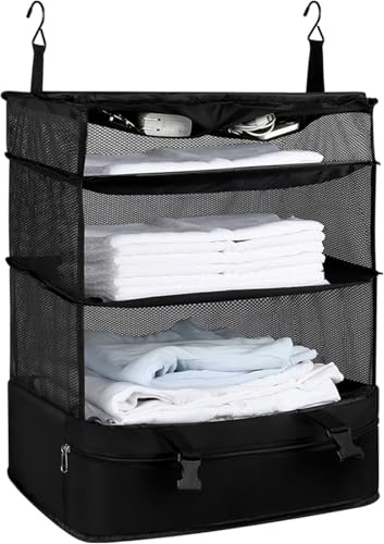Nicoone Koffer Organizer,Tragbarer Packwürfel zum Aufhängen,Reise-Regal, Aufbewahrungstasche für Reisegepäck, platzsparend.