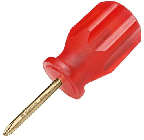 WEDO Tournevis cruciforme Stubby non étincelles, tournevis cruciforme court de sécurité sans étincelles, bronze aluminium, norme DIN, certificat BAM et FM, 8,9 cm, 1 x 36 mm