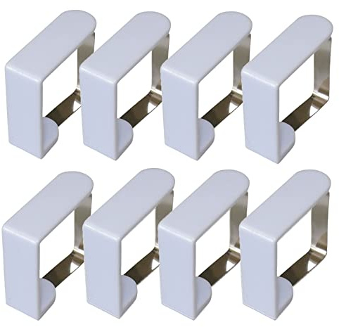 all-around24 8 Stück Tischdeckenklammer Tischtuchklammern Tisch Decken Halter Edelstahl Klemme für Tischplatte Decke (8 Stück Weiss)