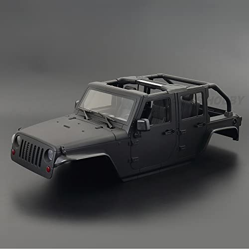 Greendhat 1:10 Maßstab 313mm Radstand Wrangler Rubicon Cabrio Hard Body Kit for 1/10 Rc CrawlerTraxxas. TRX4. Axial SCX10. Rote Katze Gen8. ( Color : Matte Black )