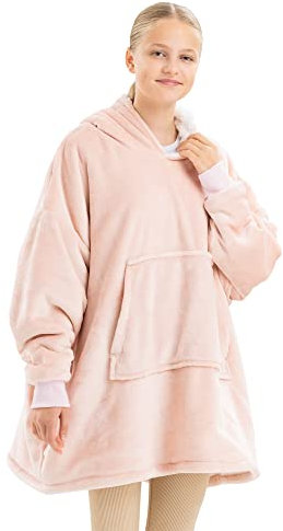 HOMELEVEL Kinder Sherpa Hoodie Pullover - Pulli mit Kapuze für Jungs und Mädchen - Kuschel Sweatshirt oversized - Kuschelpullover - 100% Polyester