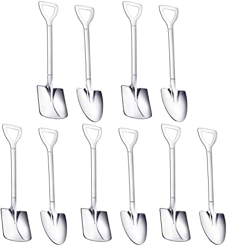 Lot de 10 spatules en acier inoxydable - Pointe de cuillère - Café - Thé - Sucre - Cuillère à mélanger - Cuillère à dessert pour chat - Nourriture humide