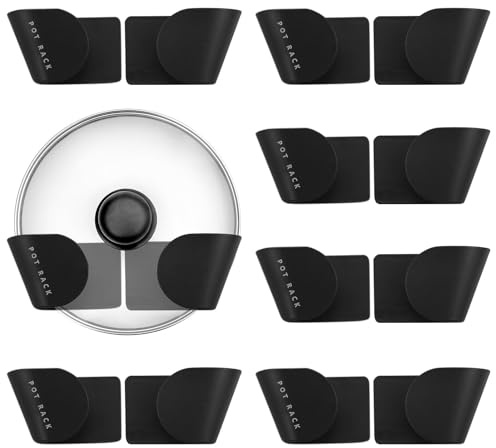 SZCXDKJ 10Pcs Topfdeckelhalter Wand, Pfannendeckel Rack, Wandmontierte Halterung für Schranktür, Küche, Zuhause - Schwarz