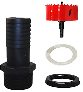 EKKJNQ EKKJNQRegenfass verbinder 38mm Schlauch Regenfass-Anschluss-Set mit Bohrer; für Regensammler, Regentonnen, Regenwassernutzung, für Gärten im Freien