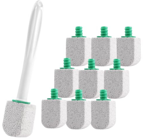 Bimsstein Toilettenreiniger, 10 Stück Bimsstein Toilette mit 1 Griff, für Toilette, Badezimmer, Küche, Pools, zur Entfernung von hartnäckigen Flecken