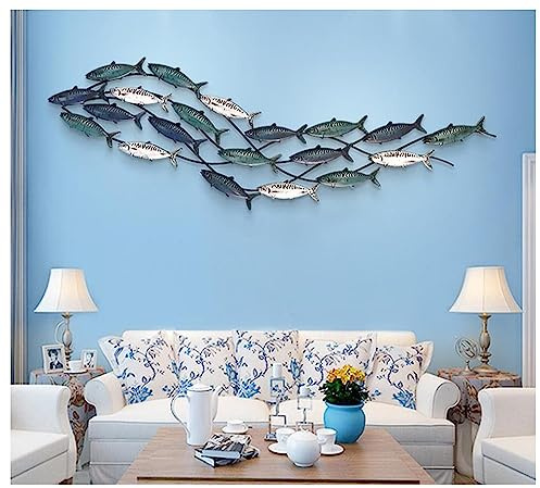 FLYUFO Adornos Pared Metalicos Peces, Hierro Forjado 3D Escultura de Pared de Metal Decorativa decoración Creativa para Colgar en la Pared en 3D para La Decoración del Hogar