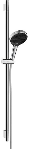 hansgrohe Rainfinity - water-saving shower set, shower head (EcoSmart) with shower rail 52cm, holder and Designflex textile shower hose 160cm, hand shower with 3 sprays, chrome, 28744000, 28744000