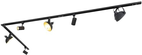 Qazqa Modern Schienensystem Lampen Komplettset, Schienenbeleuchtung, Deckenstrahler, Deckenspot - Magnax - Schwarz, 6-flammig, 285.5cm, Ideal als Flur, Küche lampe, Schlafzimmerlampe