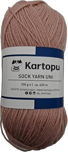Sockenwolle 4 fädig uni/Farbauswahl 100gr einfarbige Strumpfwolle / 420m LL – 100gr / filzfrei/Ökotexzertifiziert (beige)