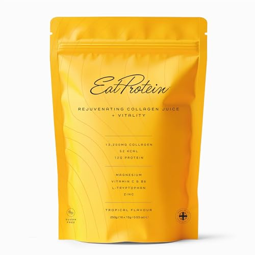 EatProtein Rejuvenating Collagen with Added Vitality | 13,200mg Collagen | 12g Protein | Hydrolyzed Collagen Peptides with Vitamin C, Zinc, Magnesium, B6 | Tropical Fruits | 16x Servings