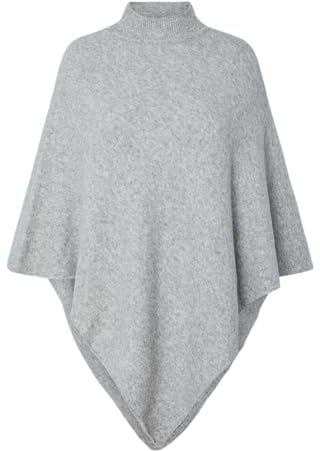 Pieces Poncho da Donna Pcfortuna High Neck Noos BC, Melange Grigio Medio, Taglia Unica