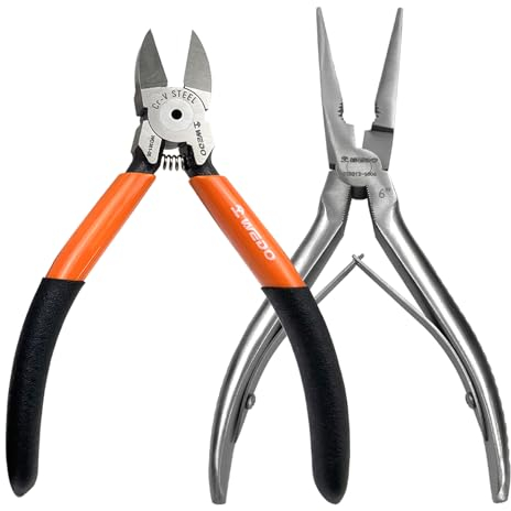 WEDO Zangen Set 3tlg. Zangensatz,5 Zoll Seitenschneider CR-V Stahl,6.5 Zoll Flachrundzange mit Schneide Edelstahl,Klein Präzisionsschneiden,Spitzzange Für präzises schneiden