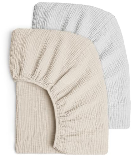 lulumoon Spannbettlaken 70x140 Musselin für Kinderbett: 100% Baumwolle | OEKO-TEX zertifiziert - hautfreundlich und atmungsaktiv - Rundum-Gummizug für sicheren Sitz - faltenfrei und verrutscht nicht