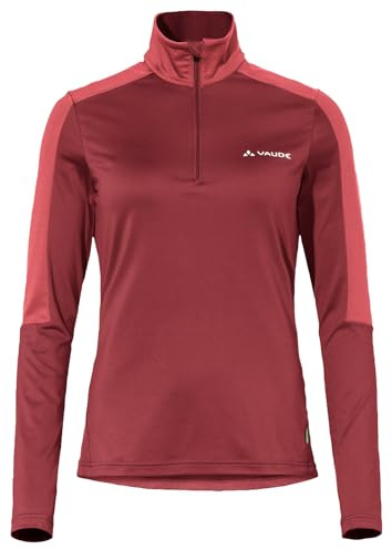 VAUDE Damen dünner Fleecepullover Livigno Halfzip II, angenehm warm, schnelltrocknend, atmungsaktiv, Passform: Slim fit, redeva, 38