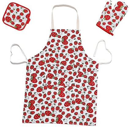 ABOOFAN 3-teiliges Set Schürze Ofenhandschuhe Topflappen Erwachsener wasserdichte Schürze Mit Handschuh Latzschürze Grillschürzen Küchenwaren Haushalt Männer Und Frauen