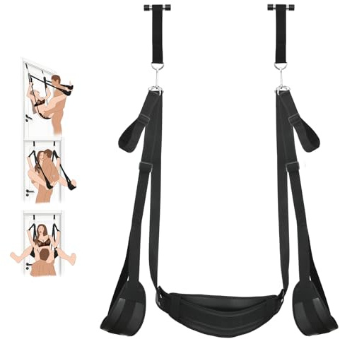 BDSM Door Sex Toys Sex Swing Bondage Slave Leather Soft Plush Sex Slings with Adjustable Straps, Hanging Door Handcuffs Leg Restraints Spreader Adult Toys for Couple