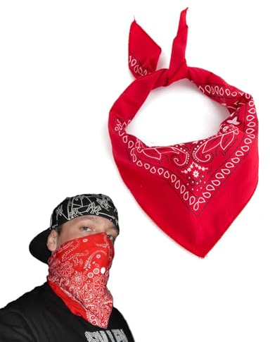 Bandana Rot für Damen und Kinder - Baumwoll-Halstuch, Unisex-Tuch, Bindetuch (55 x 55 cm)