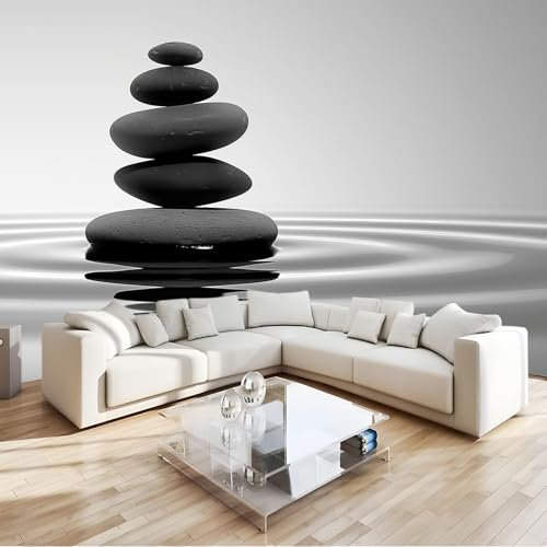 Fototapete Meditation Steine Grau Tapete Wandtapete Wanddeko Design 250x175 cm Mustertapete Wand Dekoration Wohnzimmer Schlafzimmer Büro Flur