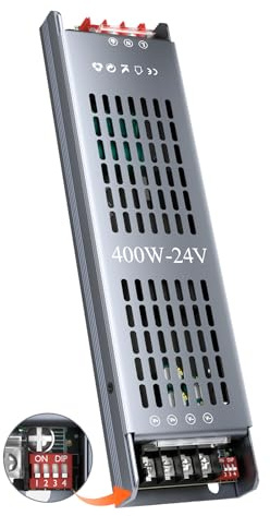 HOOLED 24v LED Netzteil 16,6 A 400W Dimmbares Netzteil LED Trafo 24v mit 5 Modi Schaltkreisschutz 220-240V AC zu DC Niederspannung 24V Für Streifen
