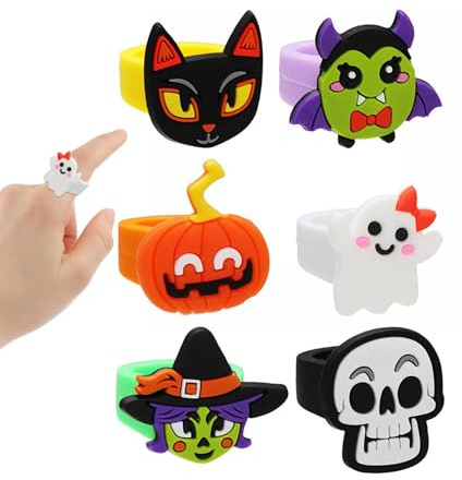 Hobngmuc Anillo Luminoso De Halloween, 6 Piezas Para Niños, Rellenos Para Bolsas, Fiesta Para Niños Truco O Trato