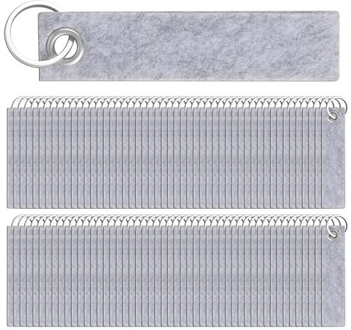 Nuenen 100 Stück 13 x 3 cm Bunte Filz Schlüsselanhänger Rohlinge Schlüsselringe mit Anhänger aus Filz Schlüsselbänder für Schulrücksack Tasche Geldbörse Schlüssel Basteln