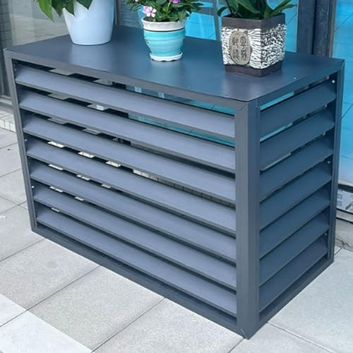 Mini Split - Cubierta de aluminio para aire acondicionado para bomba de calor, soporte para plantas, reducción de ruido, color blanco, adecuada para uso en exteriores
