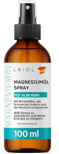 LAIOL Aceite de Magnesio Spray 100ml Para Pies Cansados – Magnesium Oil Spray para Musculos y Dormir – Magnesio para Masaje, Relajación Muscular, Sueño y Cuidado de la Piel – Adultos y Niños