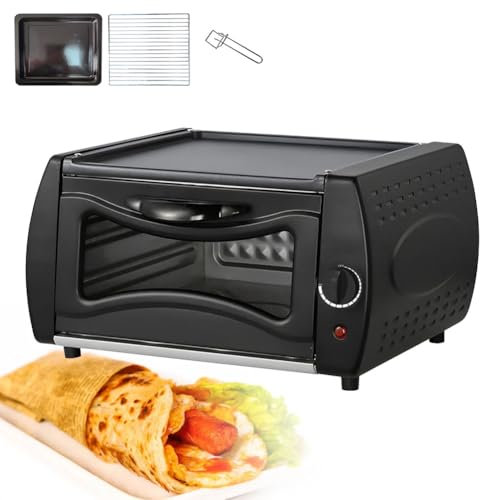 Four Automatique Multifonction 15 L, crêpière électrique, Four électrique Tandoor 2 en 1 avec contrôle de température/Verre visuel/Porte Plaque chauffante, pour la Cuisson, la Cuisson