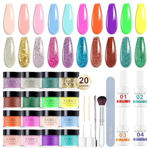 EODCI Kit Starter con 31pcs Dip Powder y 20 Colores Acrílico para Manicura Francesa